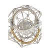 Decmode Large Round Woven Rattan White Lantern with Burlap Jute Rope Handle and Glass Insert, 15' x 15'