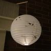 11'' Japanese Style Paper Lantern Round Hanging Lantern for Garden Party Wedding Lampshade, Crane