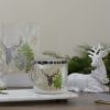 4" Deer Pine and Snowflakes Hand Painted Flameless Glass Candle Lantern